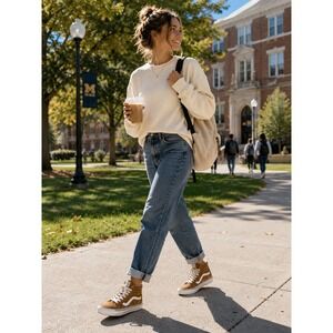 Vans Sk8-Hi Scotchgard Suede Sneakers Women 6 Camel Brown High Top Shoes Men 4.5